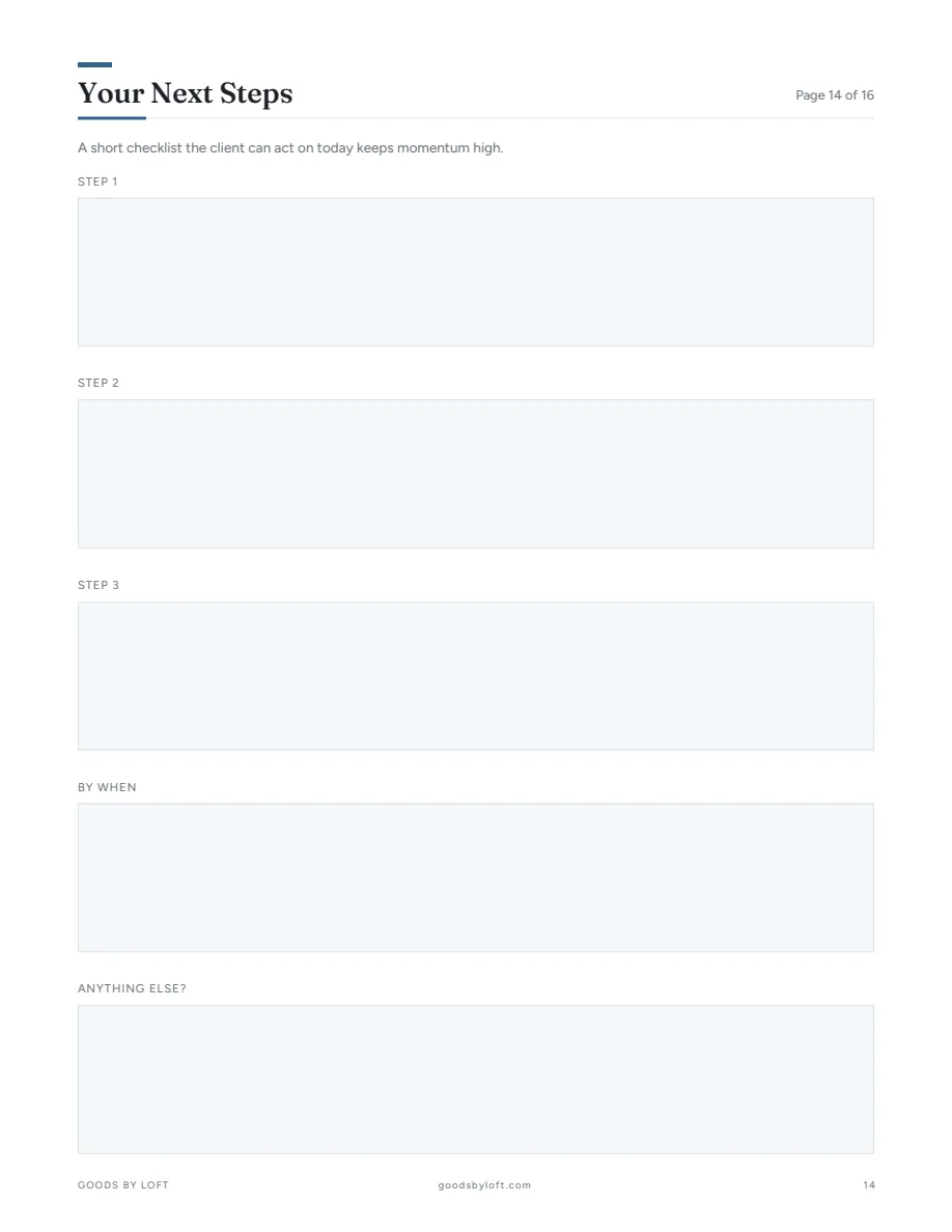 Next steps that keep week one moving