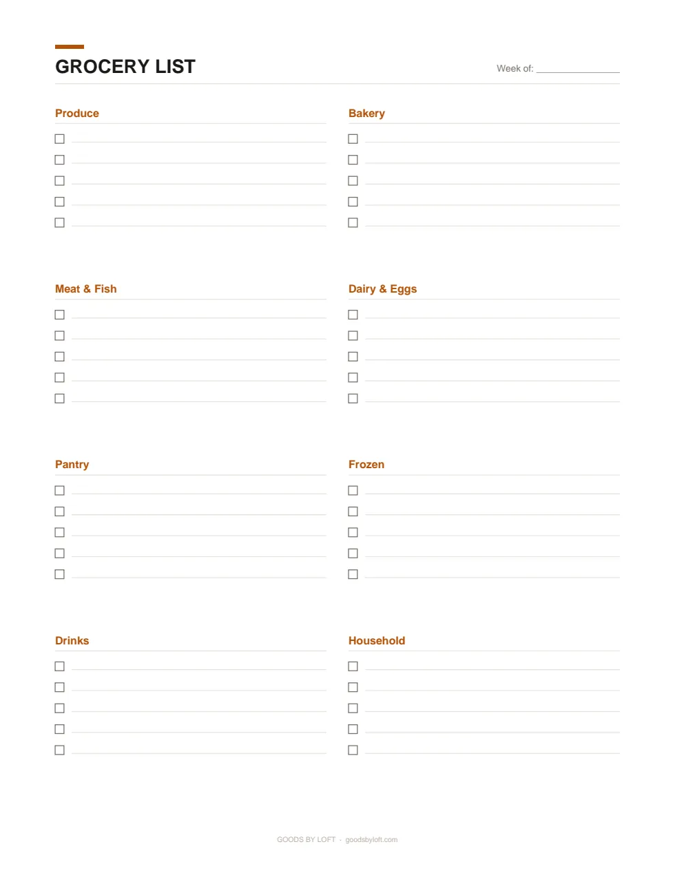 The grocery list, in the order you walk the store