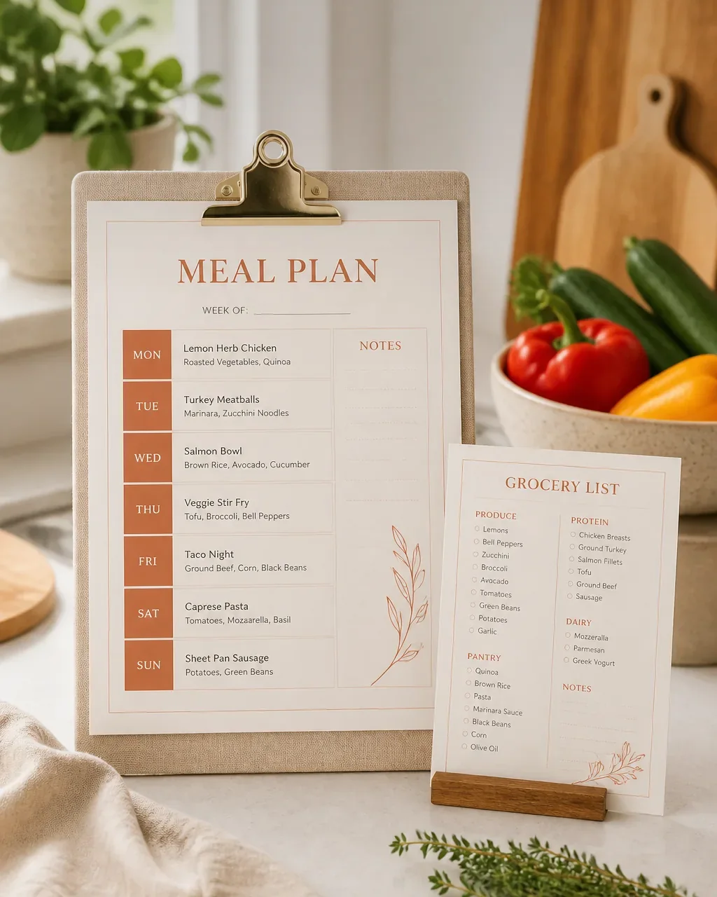 The Weekly Meal Planner & Grocery List: cover